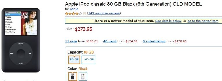ipod classic 6th generation. on 22/08/2010. Apple iPod